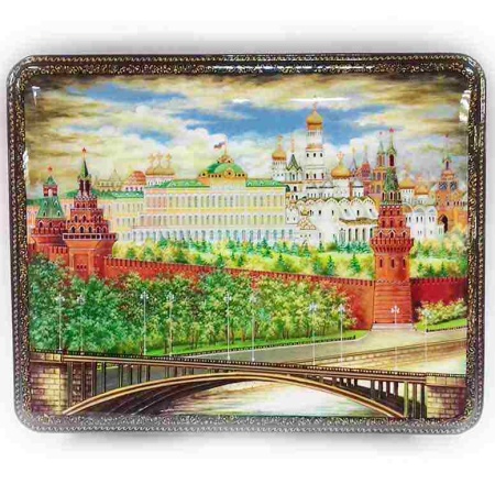 Шкатулка Палех "Московский Кремль" 15х19см  Арт. 140219208  Шкатулка Палех "Московский Кремль" 15х19см  Арт. 140219208