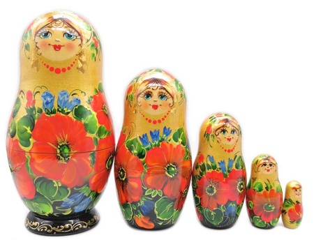 Матрешки маки 5 мест 15 см. арт. 53449