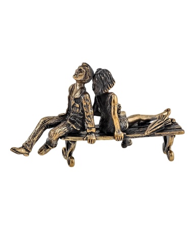 Фигурка из латуни с янтарем Парочка Беззаботные годы без подставки 60х40 мм арт. 1641.1