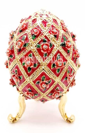 Яйцо Фаберже "Розы" красное 10см арт. 756559 