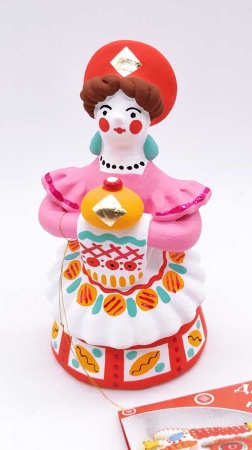 Дымковская игрушка барыня с хлебом 10 см.арт. 87533