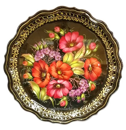  Металлический авторский поднос с цветами Q 37х37см арт. 974387 