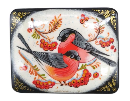 Шкатулка лаковая миниатюра "Снегири" 10х8 см. арт. 899553 