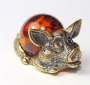Фигурка из латуни с янтарем Хрюша арт. 143