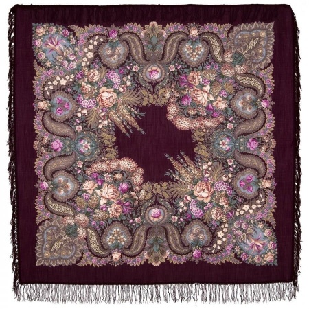 Павлопосадский платок "Над серебряной водой" 146 см. 734-7 