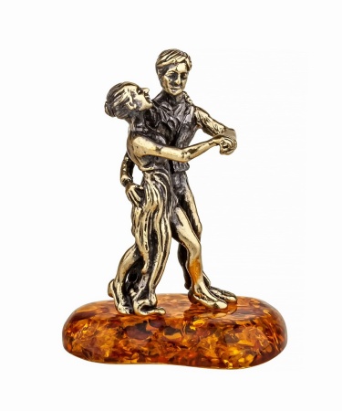 Фигурка из латуни с янтарем парочка Танго 944 Фигурка из латуни с янтарем парочка Танго 944