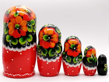 Матрешки Ромашки черн. 5 мест 17 см. арт. 05178