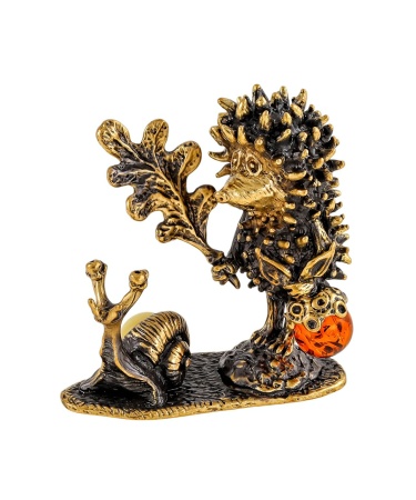 Фигурка из латуни Ежик в тумане с улиткой без подставки 40х40 мм. арт. 2145.1