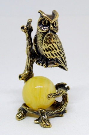 Сова на ветке малая (белый шар) арт. 1516-1