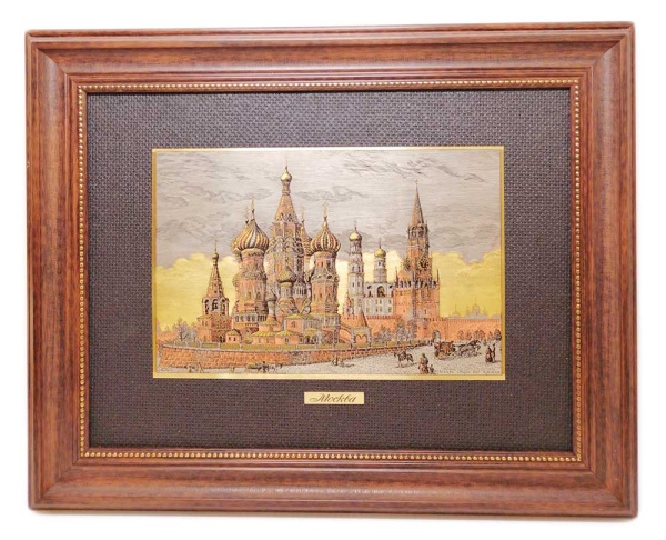 Офорт - гравюра на металле "Старая Москва - общий вид кремля" 30х40 см.