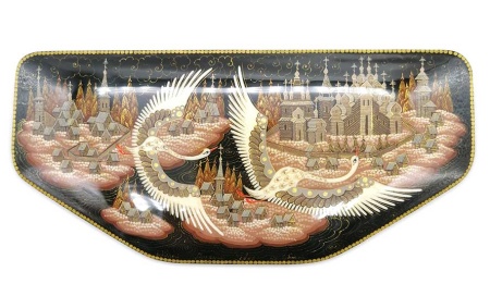 Шкатулка лаковая Палех "Русский север"  10х22 см. арт. 583229