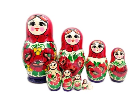 Матрешка вятская сувенирная 10 мест 18 см. арт. 733322