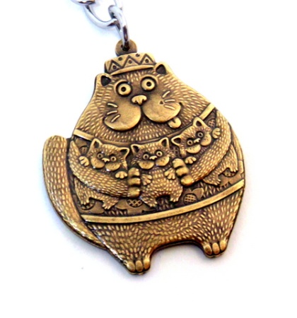 Брелок из латуни Кот - три кота арт. 1761 Брелок из латуни Кот - три кота арт. 1761