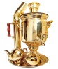 Самовар на дровах 7 литров под золото с набором