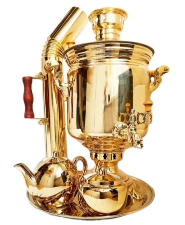 Самовар на дровах 7 литров под золото с набором арт. 3274129 