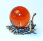 Фигурка из латуни с янтарем Улитка с шаром арт. 1495