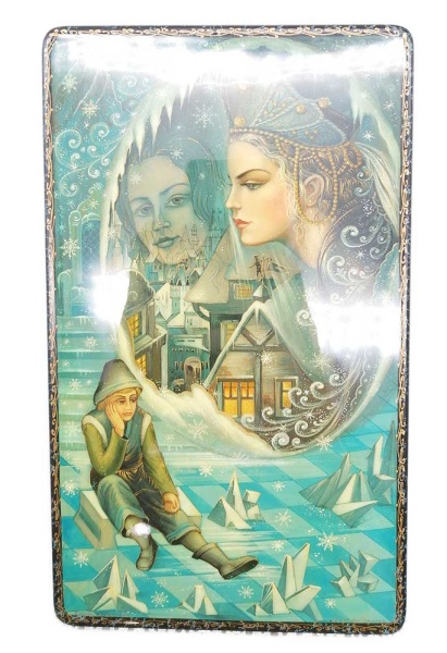 Шкатулка авторская лаковая миниатюра "Снежная королева"  13х20 см. арт. 853325