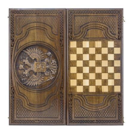 Нарды резные "Герб РФ 3" 60, Ustyan Артикул: GU304-6  Нарды резные "Герб РФ 3" 60, Ustyan Артикул: GU304-6