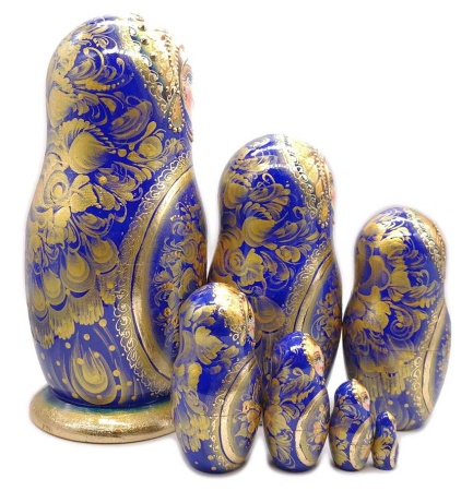 Матрешка Тверская синяя 23 см. 7 мест арт. 542198