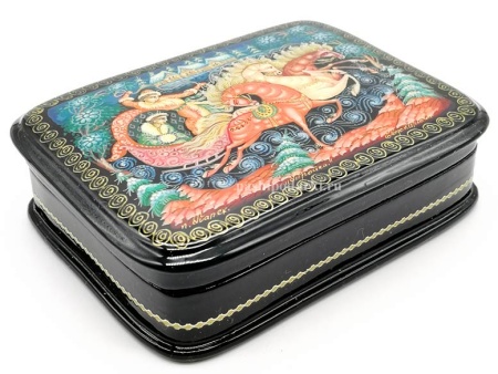 Шкатьулка Палех "Тройка" 10х8 см. арт. 5674221 