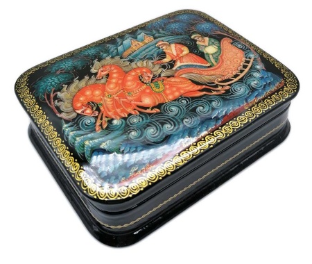 Шкатулка Палех "Тройка " 11х8 см. арт. 831522 