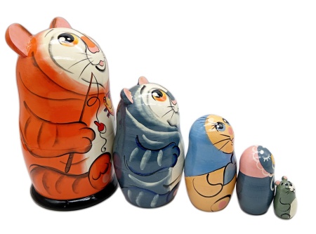 картинка Матрешка кот 5 мест 16 см. арт. 863334 матрешки