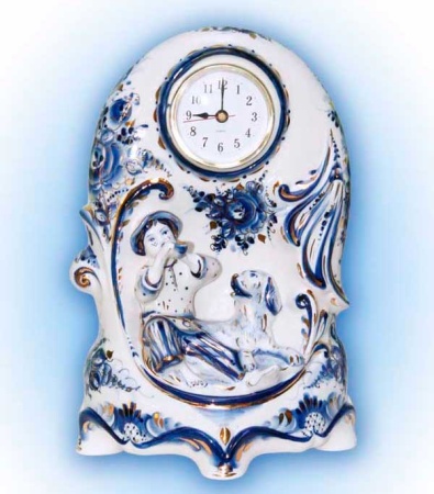 ЧАСЫ «ПАСТУШОК» в золоте гжель артикль 4633439