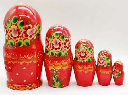 Матрешка "Красная Москва" 19 см. 5 мест арт. 74245