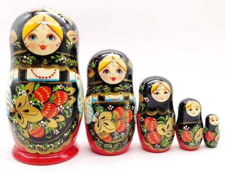 Матрешка "Хохлома" 18 см. 5 мест арт. 962563  Матрешка "Хохлома" 18 см. 5 мест арт. 962563