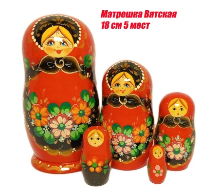 Матрешка Вятская сувенирная 18 см 5 мест арт. 875338