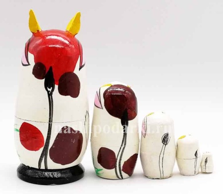 картинка Матрешка "Корова" 11 см. 5 мест арт. 8572814 матрешки