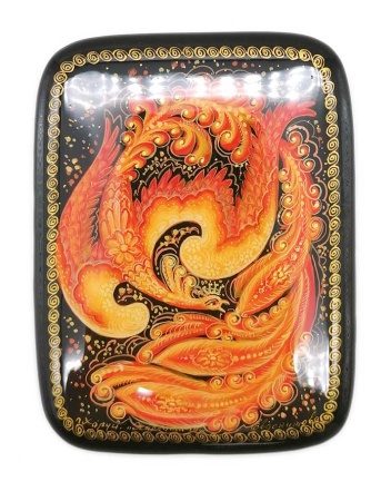 Шкатулка лаковая Жар-птица 11х8 см. арт. 583228