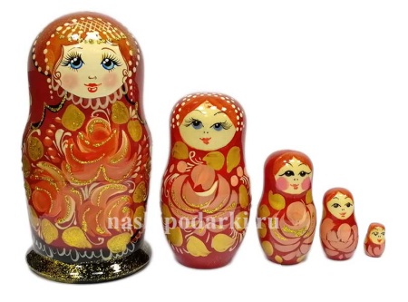 Матрешка "красная с золотом" 16см 5 мест арт. 192184