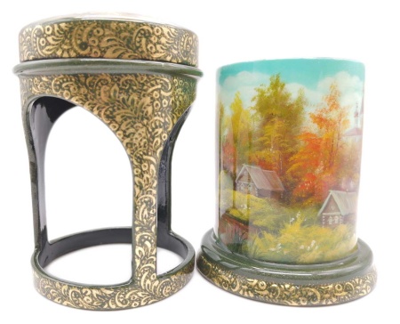 Шкатулка лаковая беседка "Осень" 11х7 см. арт. 763338