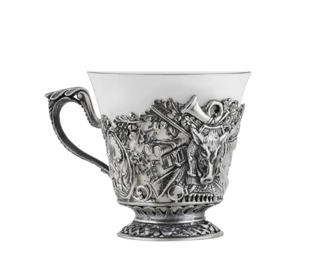 Чашка чайная "Кабан" посеребренная полиров. с Артикул: КМ185ЧШ06 