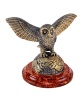 Фигурка из латуни с янтарем Птица Сова Хэдвиг на земном шаре 70х60 мм. арт. 1822