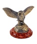 Фигурка из латуни с янтарем Птица Сова Хэдвиг на земном шаре 70х60 мм. арт. 1822