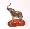 Фигурка из латуни с янтарем Слон в попоне №2 арт. 1356