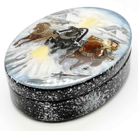 Авторская шкатулка "Зимняя тройка" 12х9 см. арт. 9646