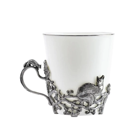 Чашка чайная "Куница" посеребренная с чернением Артикул: КМ383ЧШ06  Чашка чайная "Куница" посеребренная с чернением Артикул: КМ383ЧШ06