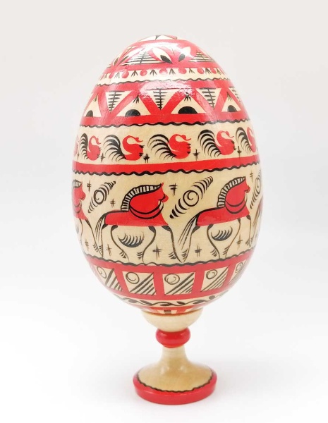 Мезенская роспись. Пасхальное яйцо на подставке 15х8 см. арт. 234327204