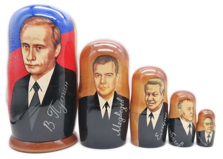 Матрешка Путин 18 см. 5 мест. арт. 5756235  Матрешка Путин 18 см. 5 мест. арт. 5756235