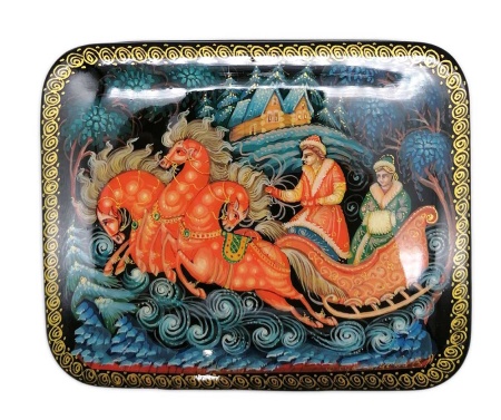 Шкатулка Палех "Тройка " 11х8 см. арт. 831522 