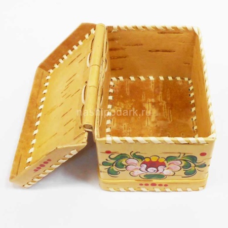 картинка Береста Туес "Лесная птичка" 13х8см арт. 220119135 магазин русских сувениров  Наши подарки