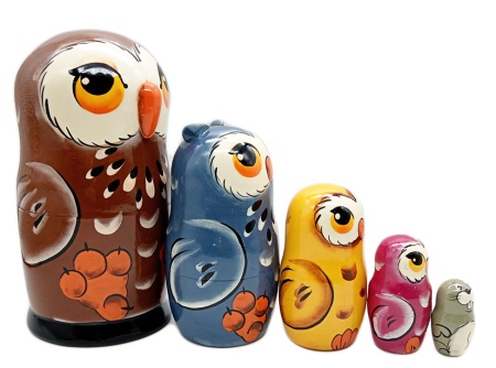 картинка Матрешка сова 5 мест 16 см. арт. 8876434 матрешки