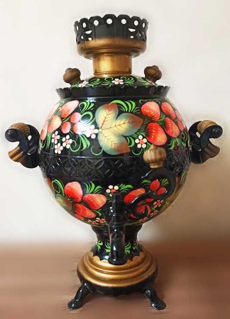 Электрический самовар с росписью "клубника" 3 литра арт. 100656 