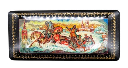 Шкатулка лаковая "Тройка" Мстера 18х8 см. арт. 585655