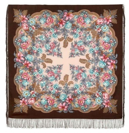 Павлопосадский платок «ПЛЕНИТЕЛЬНЫЙ ИЮЛЬ» 1730-16  Павлопосадский платок «ПЛЕНИТЕЛЬНЫЙ ИЮЛЬ» 1730-16