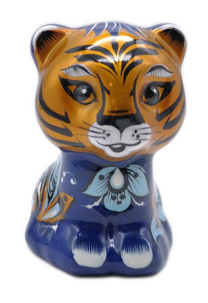 Тигр цветная хохлома синий 6см. арт. 76356722
