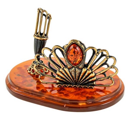 Визитница латунь, янтарь 110х80 мм. арт.  1199 